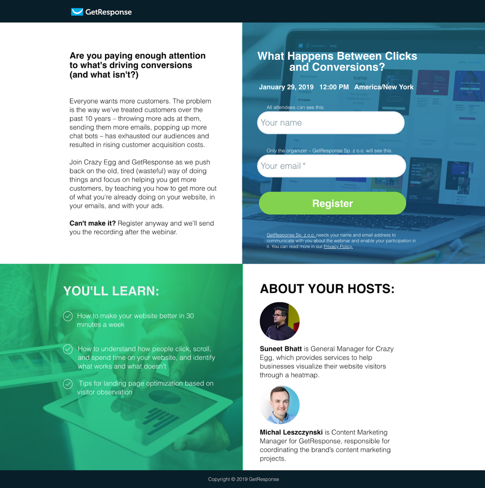 A lot of companies and businesses doing webinars, one thing is certain to get attendees' attention. Landing Page. Why is building a landing page important?